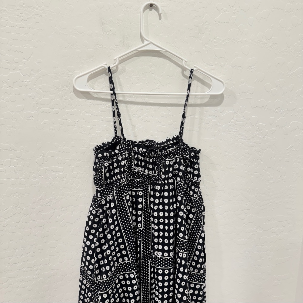 English Factory Audrey Midi Dress XS Black White Geometric Sundress Babydoll - Picture 6 of 9
